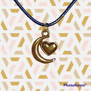 Moon & heart charm necklace
